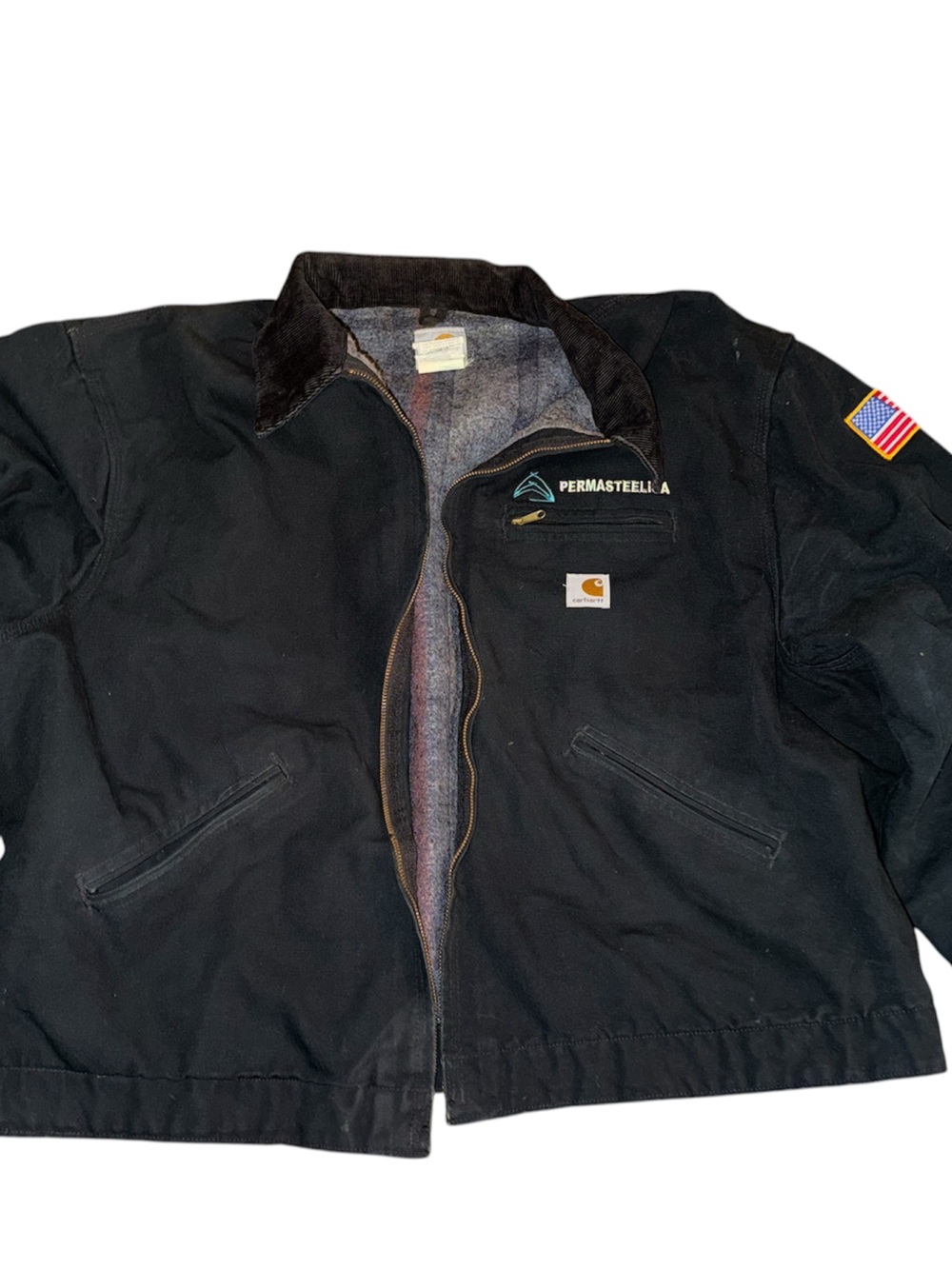Carhartt Black Canvas Lightweight Jacket with Sherpa Collar